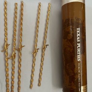 Texas Purties 24K Gold plated Barbed Wire swizzle sticks